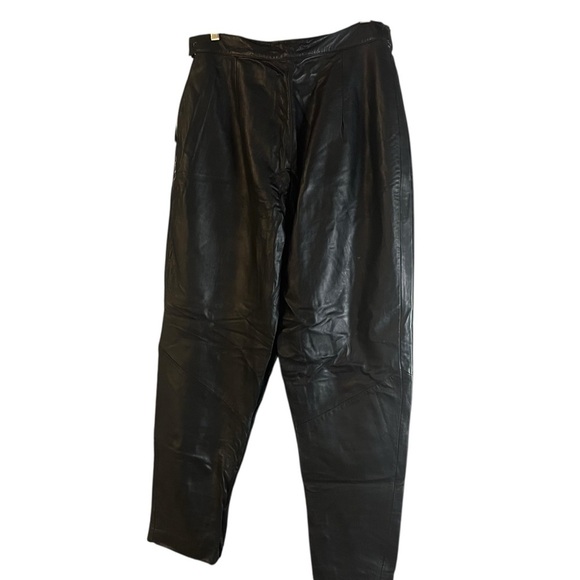 Cedars Vintage Y2K Black 100% Leather Tapered Leg High Waist Pants Sz 14 - Picture 3 of 10